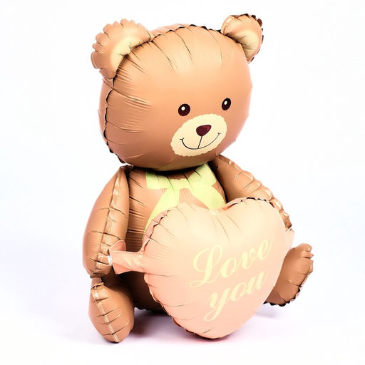 Воздушный шар фольгированный 37 Медвежонок с сердцем, матовый, под воздух - Страна карнавалия фото 2