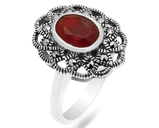 Кольцо, марказит , синт.рубин, SL-AGA793