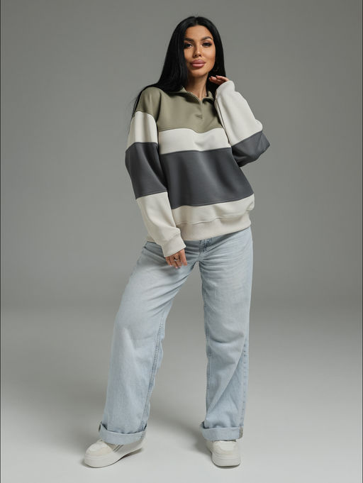 Тринити свитшот женский (оливковый)