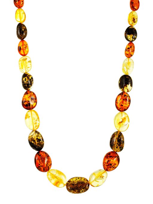 Янтарные бусы Яркая слива из крупных разноцветных бусин