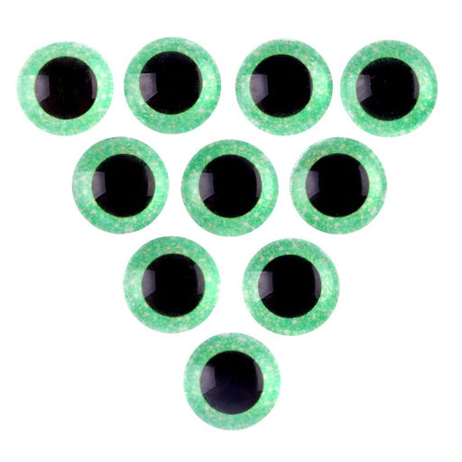 Глаза на клеевой основе, набор 10 шт., размер 1 шт. 10 мм, цвет зелёный с блёстками - Школа талантов фото 2