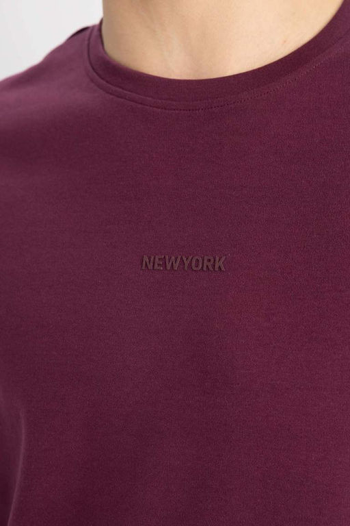 Футболка из плотной ткани с короткими рукавами и круглым вырезом обычного кроя с принтом - Defacto фото 5