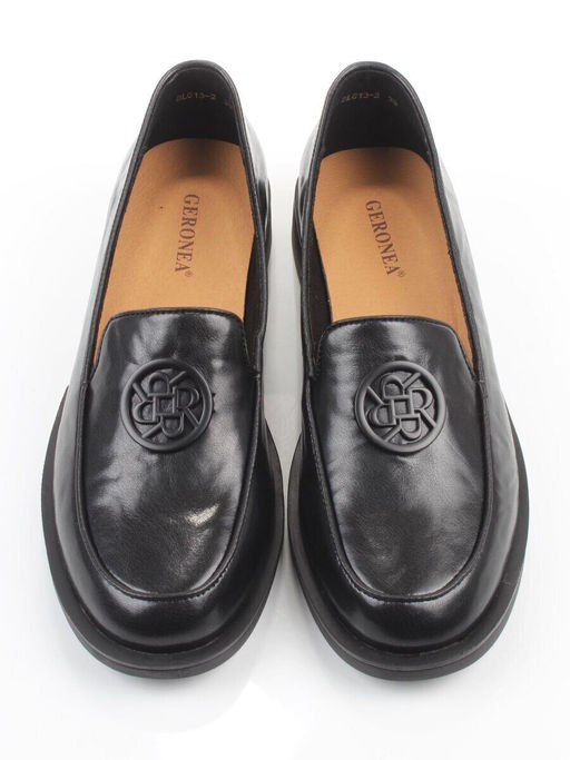 03-DLG13-2 BLACK Лоферы женские (натуральная кожа)