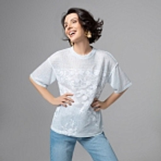 Футболка с объемным декором, Буду тебе сниться (голубой меланж) - Charutti фото 13