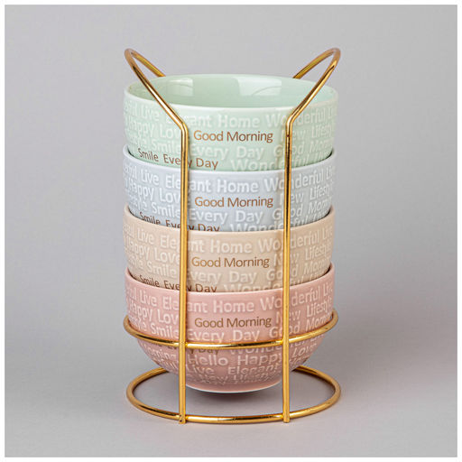 НАБОР САЛАТНИКОВ LEFARD GOOD MORNING НА МЕТАЛЛ. ПОДСТАВКЕ 4 ШТ. 11.5*6 СМ 330 МЛ МИКС ЦВЕТОВ  фото 3