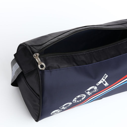 Сумка спортивная на молнии, боковой карман/сетка, регулируемый ремень, маленький размер, чёрная/синяя