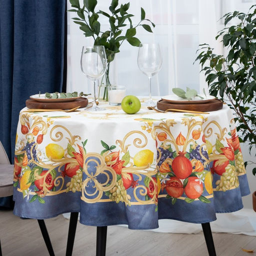 Скатерть «Этель» Southern fruits, d=215 см с ГМВО, 100% хлопок, саржа 190 г/м²