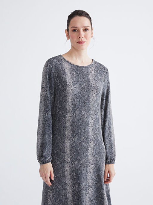 Bisiklet Yaka Desenli Elbise