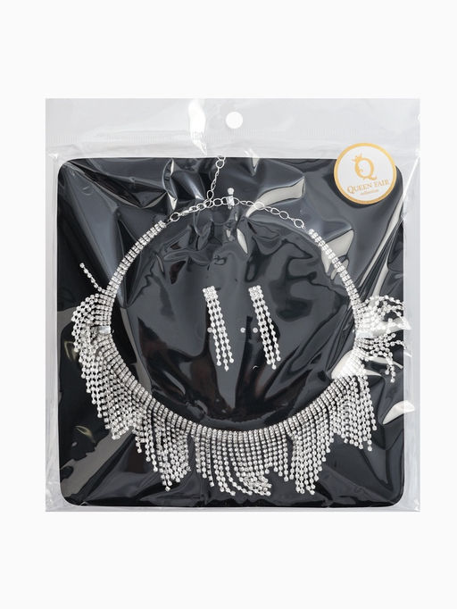 Набор 2 пред-а: серьги, колье со стразами "Лёд" сталактит, d=13,5см, цвет белый в серебре