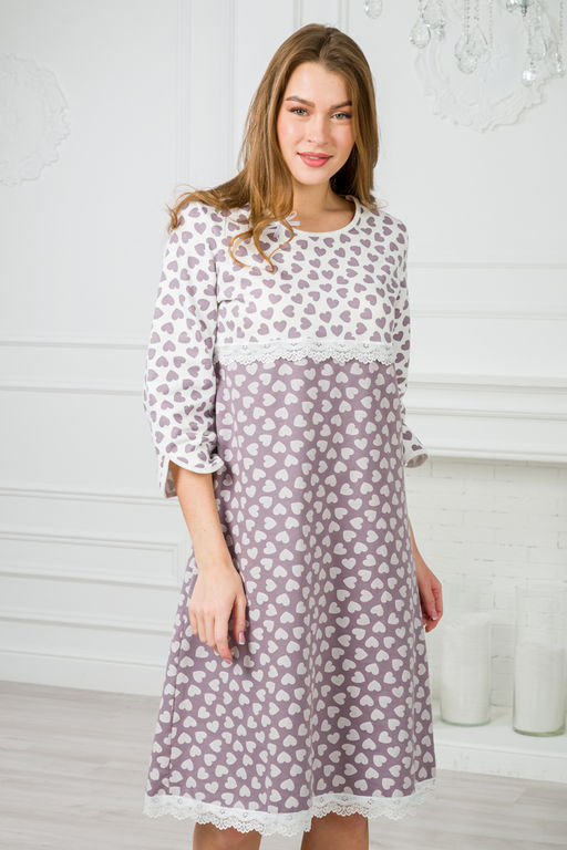 Ночная сорочка женская из футера Капучино сердца - Амадэль фото 6