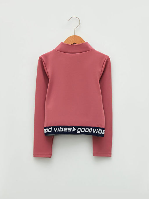 Yar?m Bal?k?? Yaka Slogan Bask?l? Uzun Kollu K?z ?ocuk Sweatshirt - Waikiki фото 2