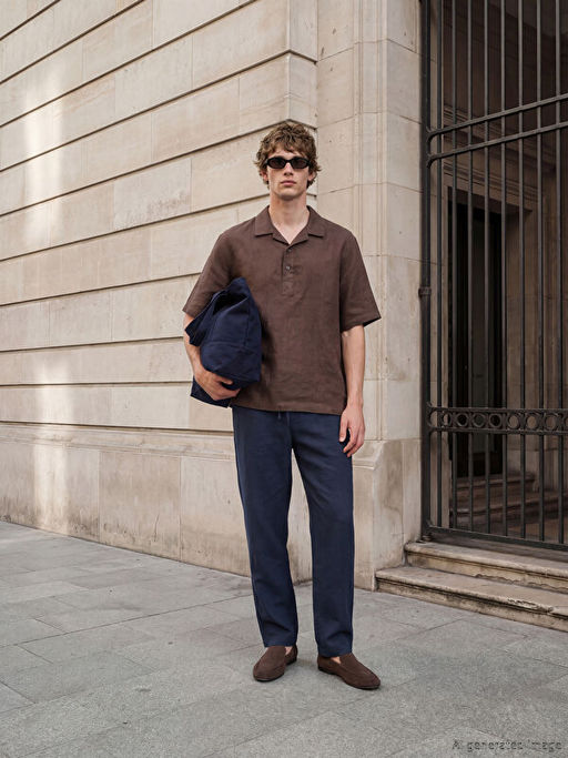 Loose Fit Dokulu Erkek Pantolon