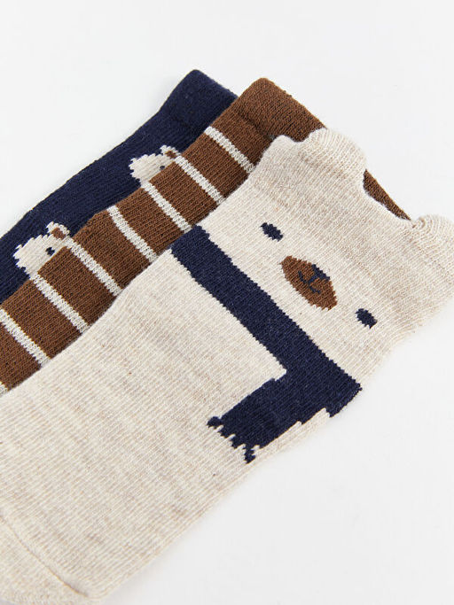 Bask?l? Erkek Bebek Soket ?orap 3l? - Waikiki фото 3