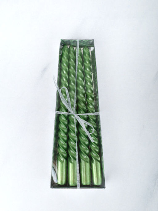 Свеча стержень 4 штуки 20 см витая глянец / MG-104 /уп 144/ зеленая - ГалеонТрейд фото 4