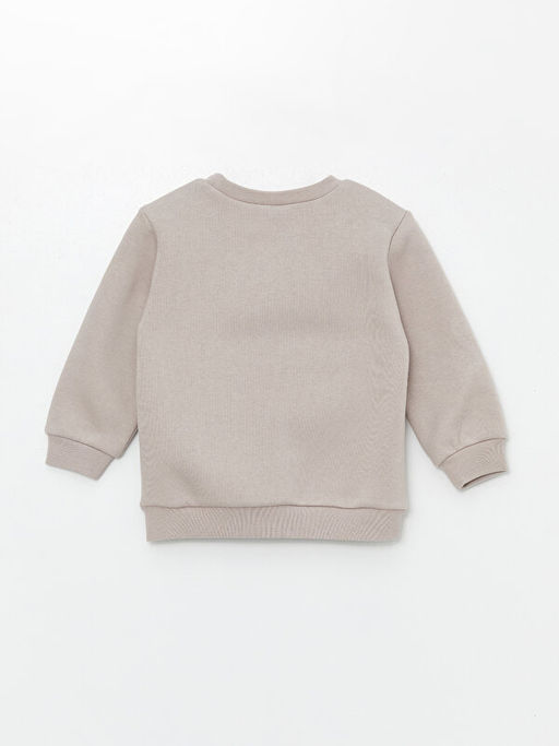 Bisiklet Yaka Kal?n Bask?l? K?z Bebek Sweatshirt