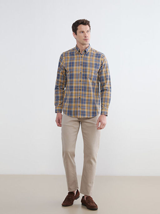 Regular Fit Ekose Desenli Gabardin Erkek G?mlek