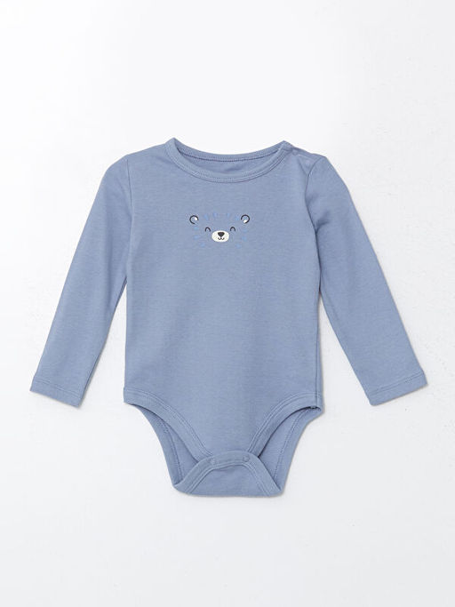 Bask?l? Erkek Bebek ??t??tl? Bodysuit 2li