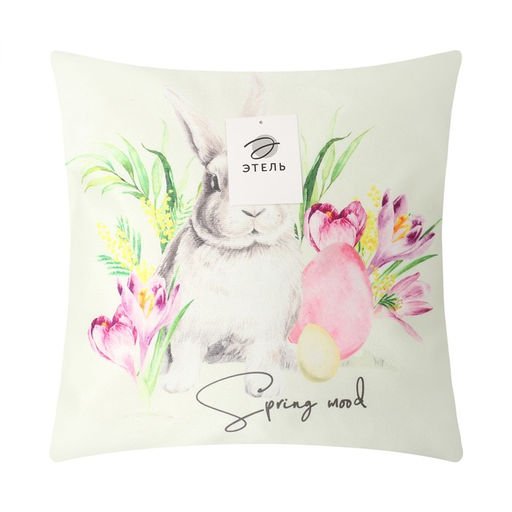 Наволочка декоративная ЭтельПасхальный кролик 40х40 см, полиэстер, велюр  фото 10