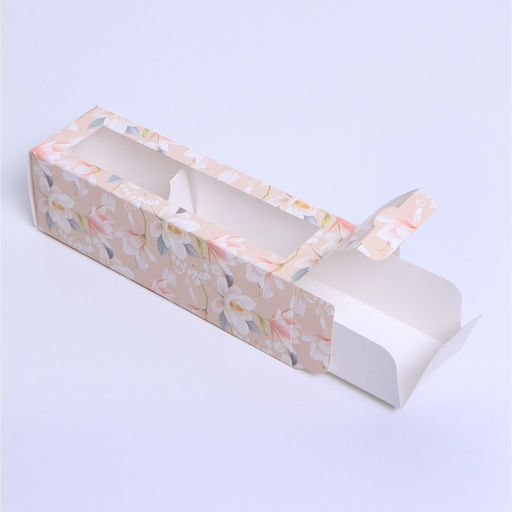 Цена за 5 шт. Коробка для макарун, кондитерская упаковка, «Цветочная», 18×5.5×5.5 см