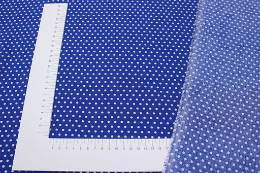 Штапель Белый горох (3мм) цв.т.василек, ш.1.43м, вискоза-100%, 90гр/м.кв - Купава фото 5