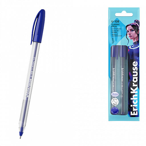 Цена за 50 шт. Ручка шариковая ErichKrause U-108 Stick Classic 1.0, Ultra Glide Technology, цвет чернил красный (в коробке по 50 шт.)  фото 10