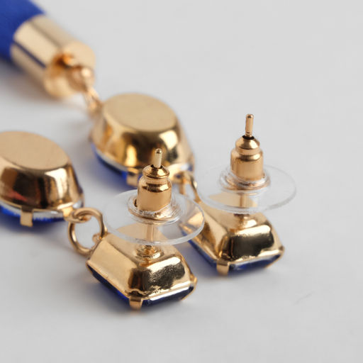 Серьги ассорти Кисти блеск вечера, две фигуры, цвет синий, L кисти 8 см