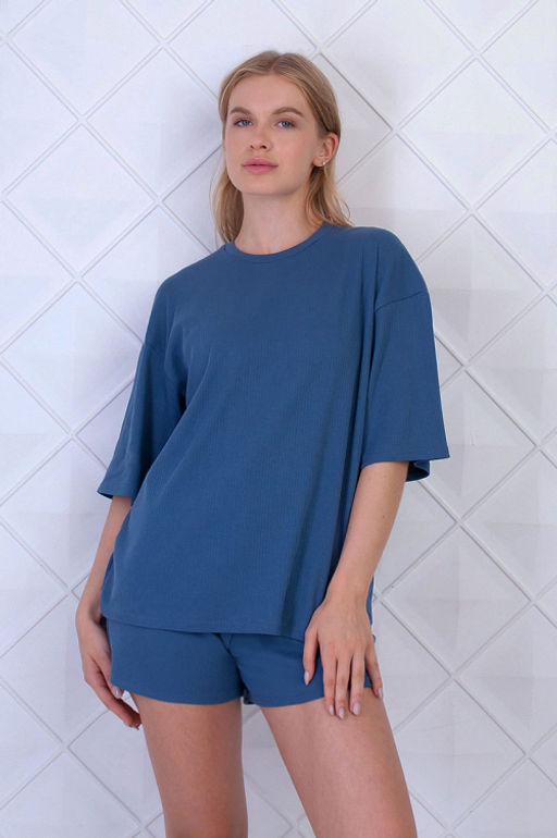 Арт. 9134 Пижама с шортами 42-50 (5 шт) Цвет:верх-кирпичный,низ-кирпичный