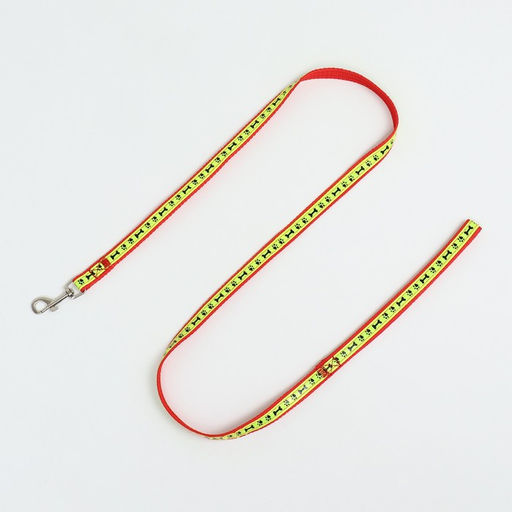 Комплект Косточки и лапки светоотражающий, поводок 120 х 1,5 см, ОГ 36-52 см, красный - Пижон фото 6