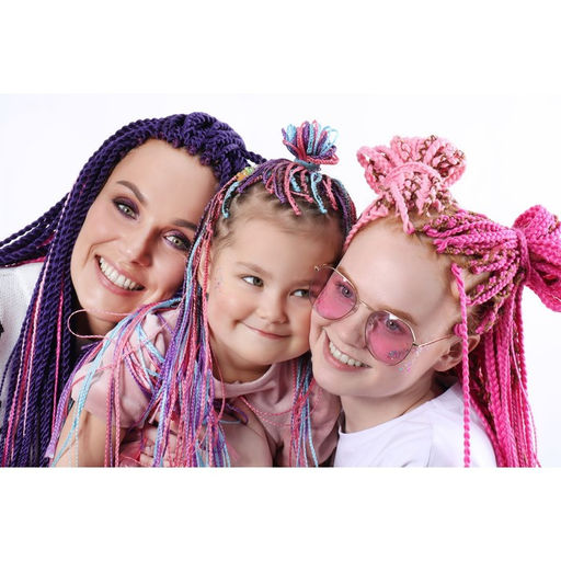 SIM-BRAIDS Афрокосы, 60 см, 18 прядей (CE), цвет чёрный/синий/голубой(#FR-34) - Queen fair фото 6