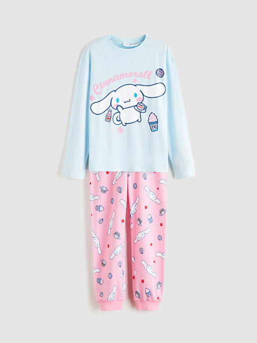 Bisiklet Yaka Cinnamoroll Bask?l? K?z ?ocuk Pijama Tak?m?