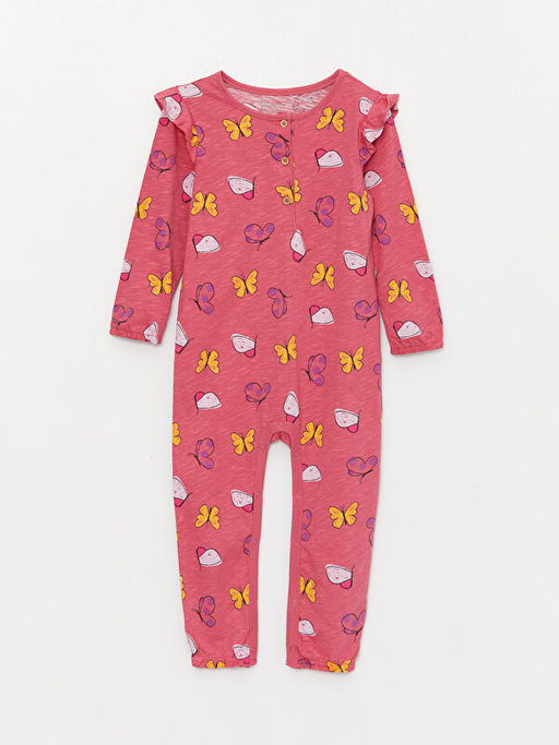 Bisiklet Yaka Desenli K?z Bebek Tulum