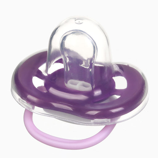 Соска - пустышка с держателем Крошка Я «Пингвинчик», анатомическая, от 6 мес, фиолетовый