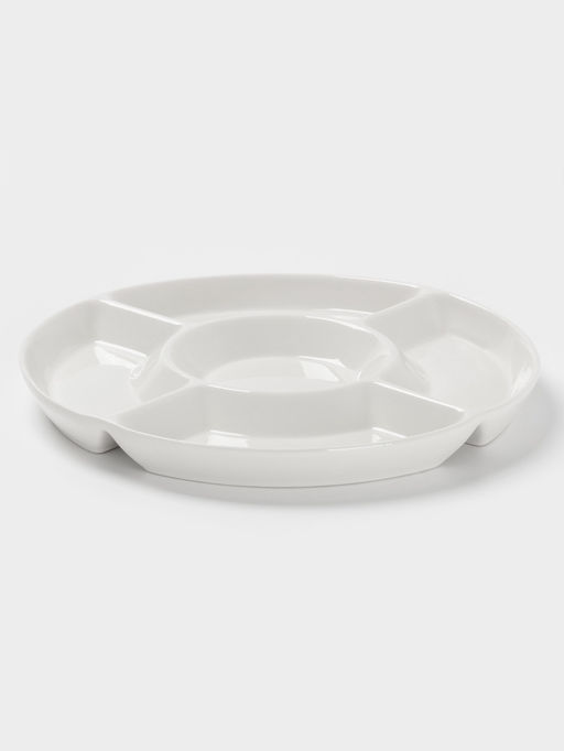 Менажница Доляна White Label, 5 секций, d=25.5 см, фарфор, белая