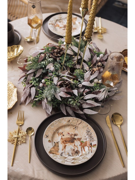 Набор тарелок новогодних Лесное чудо, 2 шт., d=19 см, керамика, подарочная упаковка, бежевый - Simaland фото 6