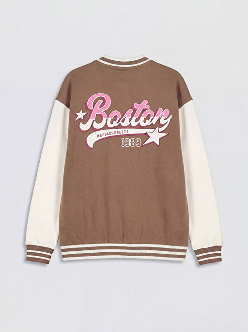 Kolej Yaka Boston Bask?l? K?z ?ocuk Ceket