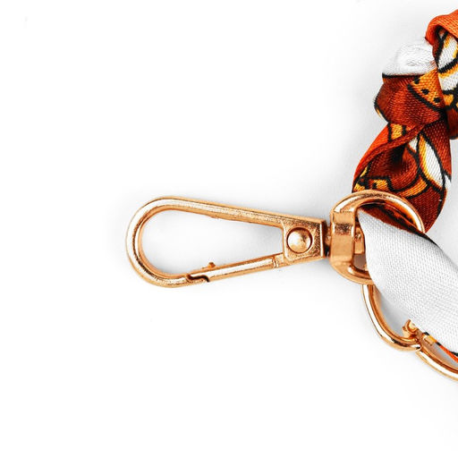 Цена за 2 шт. Цепочка с платком для сумки, с карабинами, 9 14 мм, 40 см, цвет коричневый/золотой - Арт узор фото 2