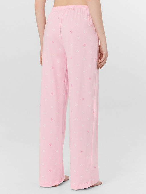 Брюки домашние женские розовые с узором