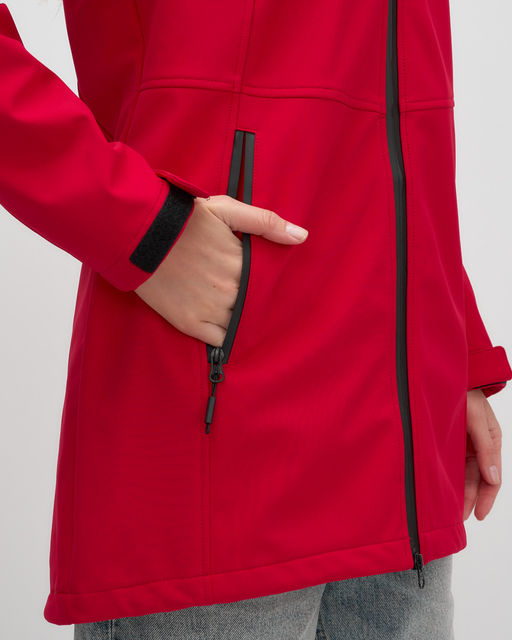 Парка спортивная женская с капюшоном softshell красного цвета 9568Kr - Mtforce фото 5