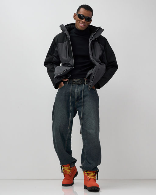 Горнолыжная куртка мужская зимняя темно-серого цвета 7616TC