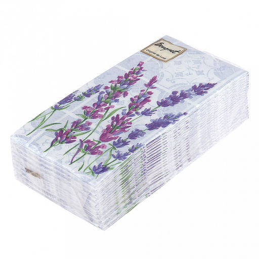Салфетки бумажные "Bouquet Original de Luxe" 33х33см, 2-х слойные, 20 штук в упаковке, 100% целлюлоза, "Скатерть с лавандой" (Россия)