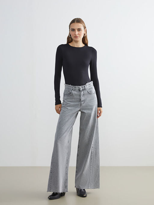 Wideleg Kad?n Jean Pantolon