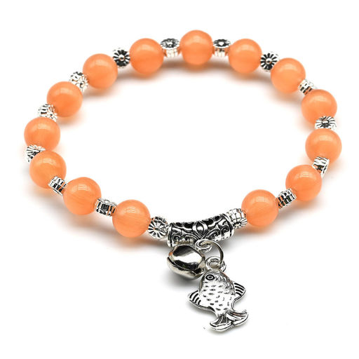 Браслет из кошачьего глаза шарик 8мм с подвесками цв.желтый - Радуга камня фото 2