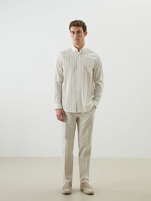 Regular Fit Uzun Kollu ?izgili Poplin Erkek G?mlek