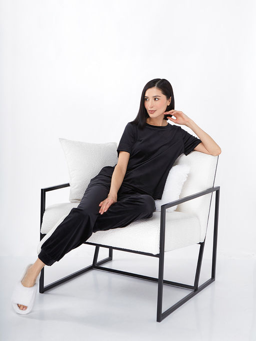 Костюм из велюра c коротким рукавом OD-889-1 черный