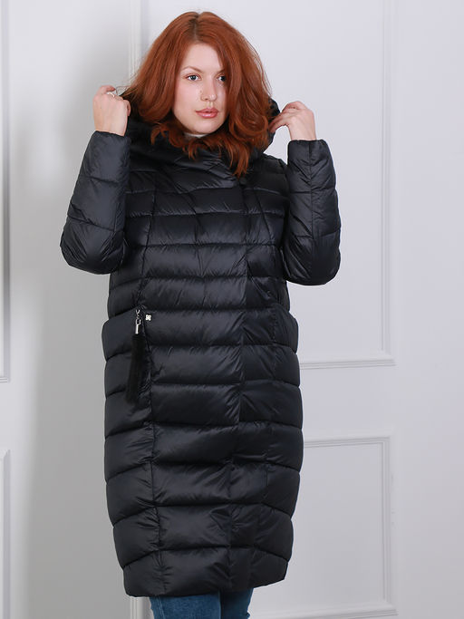 Пальто с капюшоном и меховым брелком - Almond фото 8