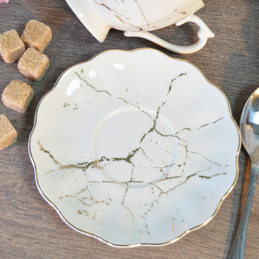 Набор чайный 12 пр 220 мл., 14 см Lavenir Золотой мрамор 176-647 в под.уп., фарфор арт. 00110487 - Полимербыт фото 4