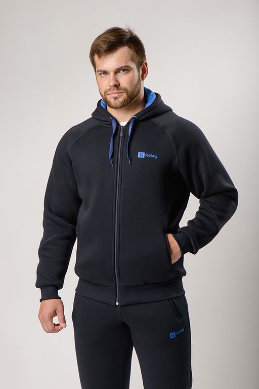 Спортивный костюм М-1628: Футер 3-х ниточный Тёмно-синий / Электрик