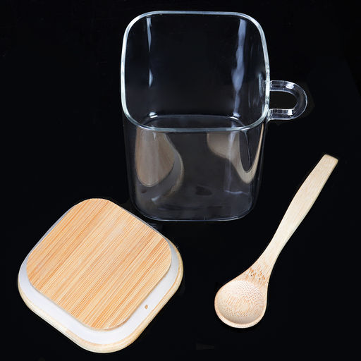 Банка квадратная бамбуковая крышка с ложкой d-80/100 450 мл / LCKW2914 /уп 100/ - Галеонтрейд фото 8