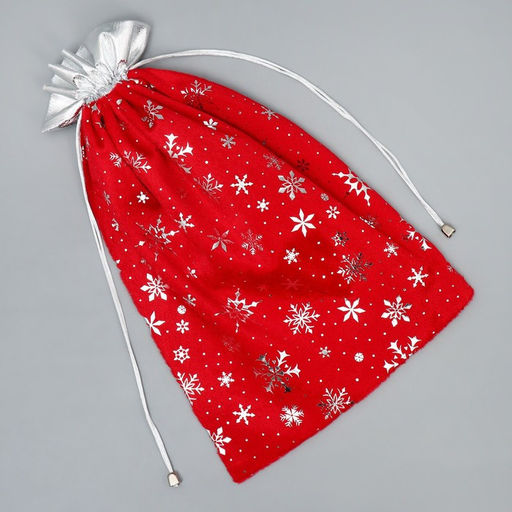 Цена за 5 шт. Мешочек подарочный плюш Снег и солнце, снежинки, тиснение, 30 х 40 см +/- 1.5 см - Дарите счастье фото 5