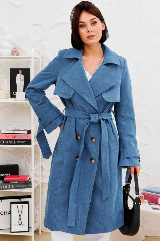 Плащ AURA 7037-176 темно-голубой деним